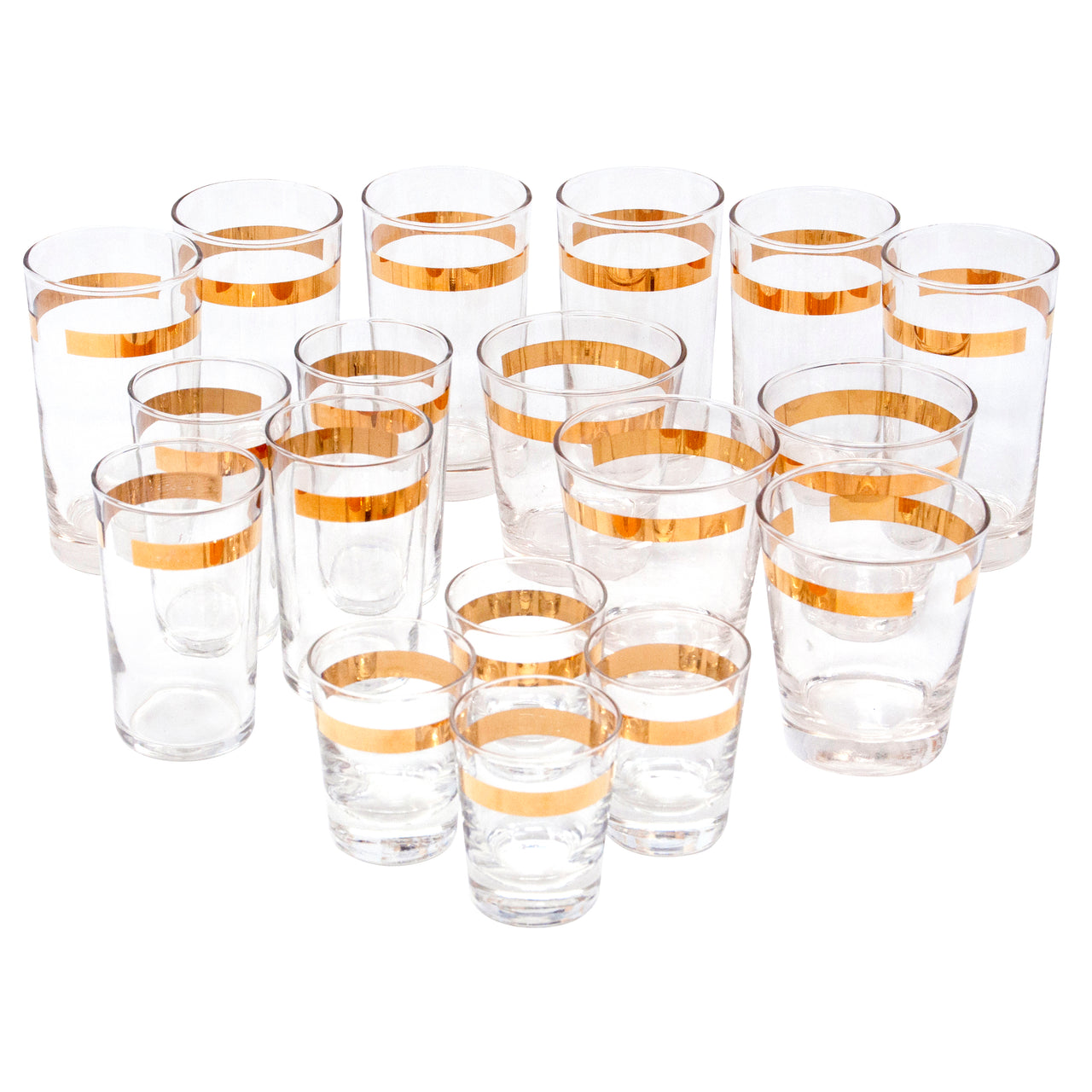 Vintage Gold Band Glasses Set | The Hour Shop