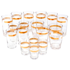 Vintage Gold Band Glasses Set | The Hour Shop