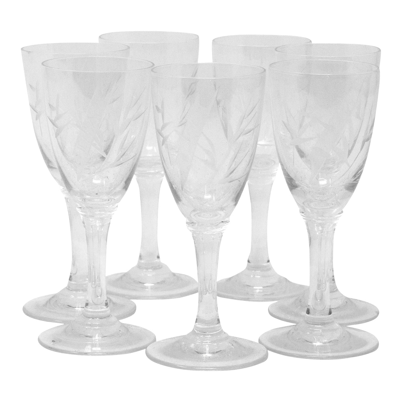 Vintage Sasaki Etched Bamboo Liqueur Glasses | The Hour Shop