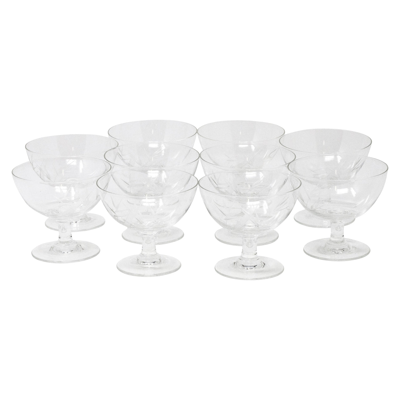 Vintage Etched Bamboo Short Coupe Glasses | The Hour Shop