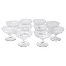 Vintage Clear Etched Paneled Coupe Glasses | The Hour Shop