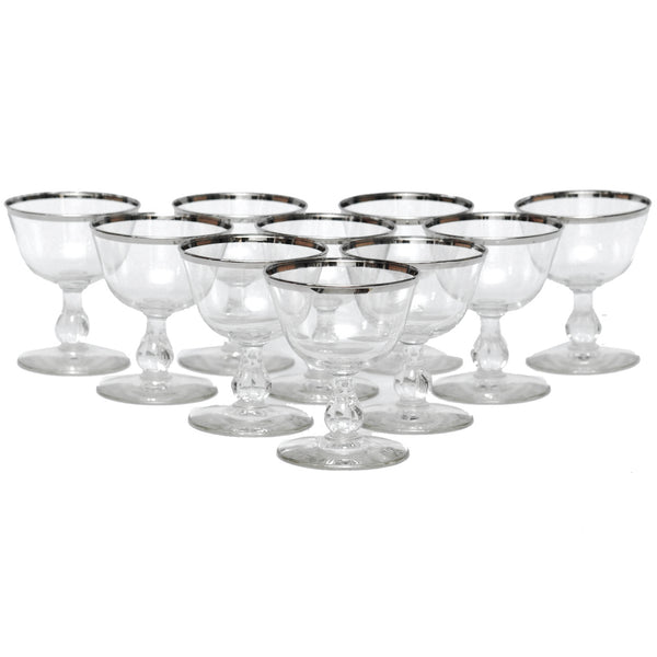 Vintage Silver Rim Cocktail Glasses