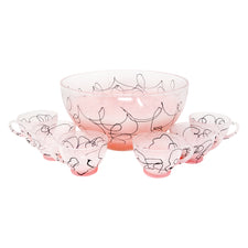 Pink & Black Atomic Punch Bowl Set