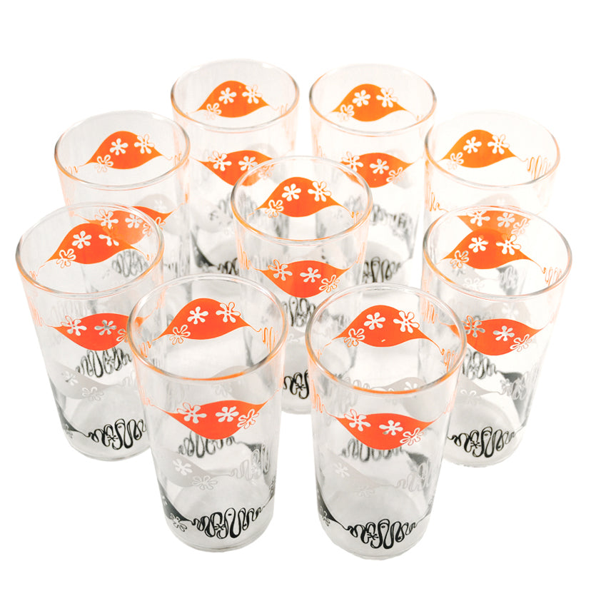 Vintage Orange, White & Black Mod Tumblers | The Hour