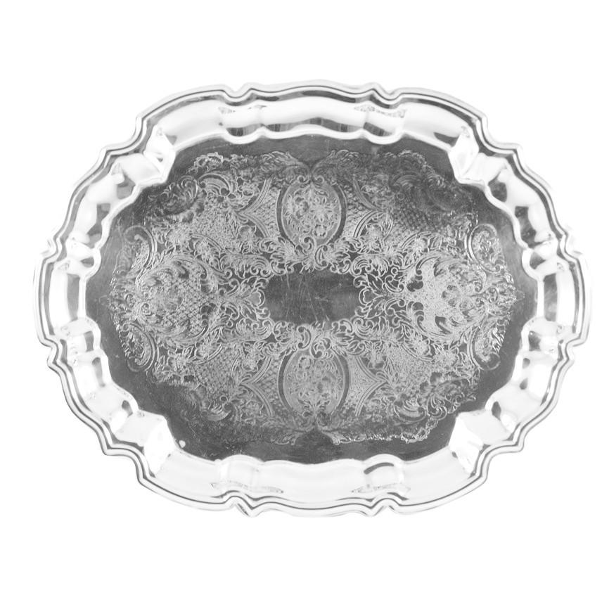 Vintage Leonard Silver Plate Footed Scalloped Tray | The Hour Shop