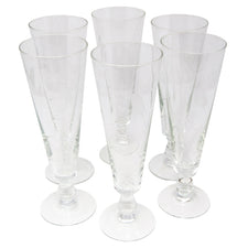 Vintage Sasaki Clear Etched Wheat Pilsner Glasses | The Hour Shop