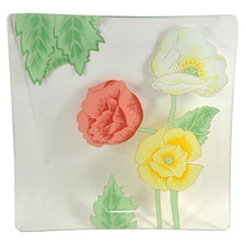 Vintage 3 Flower Square Bent Glass Tray, The Hour Shop