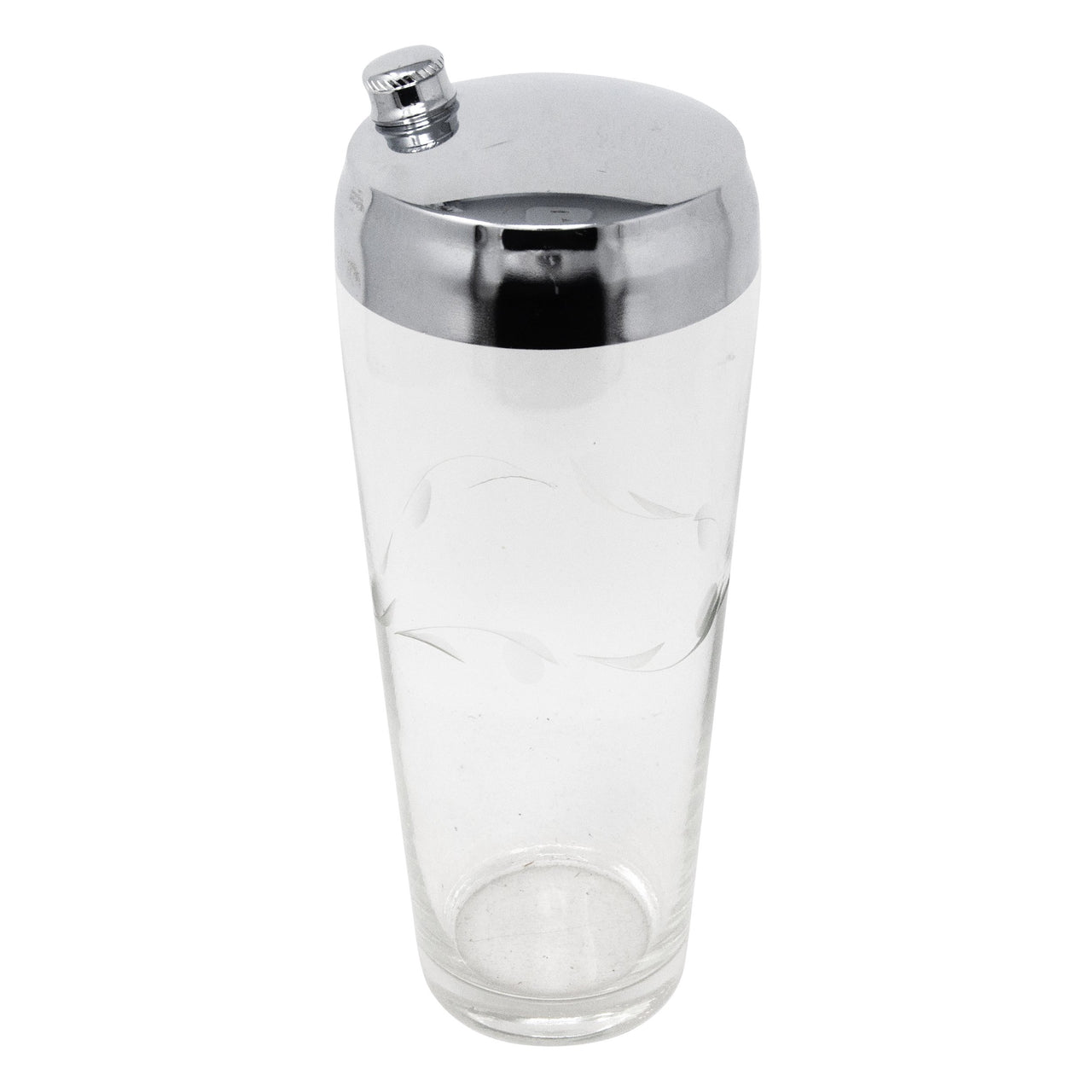 Vintage Clear Glass Etched Vine Cocktail Shaker | The Hour Shop