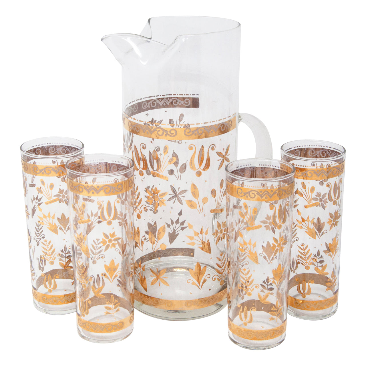 Vintage Textured Gold Leaf Cocktail Pitcher Set | The Hour Shop