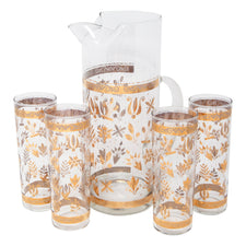 Vintage Textured Gold Leaf Cocktail Pitcher Set | The Hour Shop