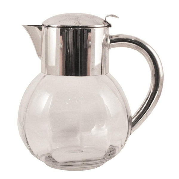 Large Glass Pitcher, Silver 925/1000, 88 g