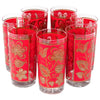 VIntage Libbey Red Flowers Collins Glasses | The Hour Shop