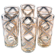 Vintage Georges Briard Silver & Gold Collins Glass Set