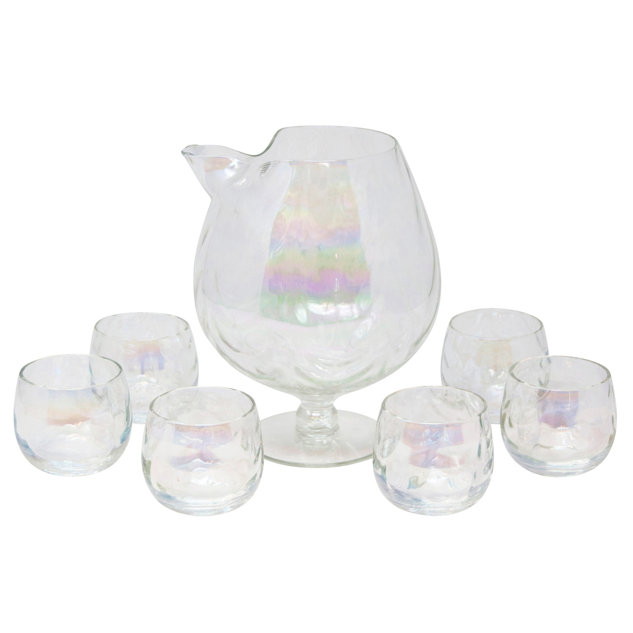 Vintage West Virginia Glass Draping Iridescent Pedestal Pitcher Set | The Hour Shop