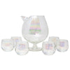 Vintage West Virginia Glass Draping Iridescent Pedestal Pitcher Set Front | The Hour Shop