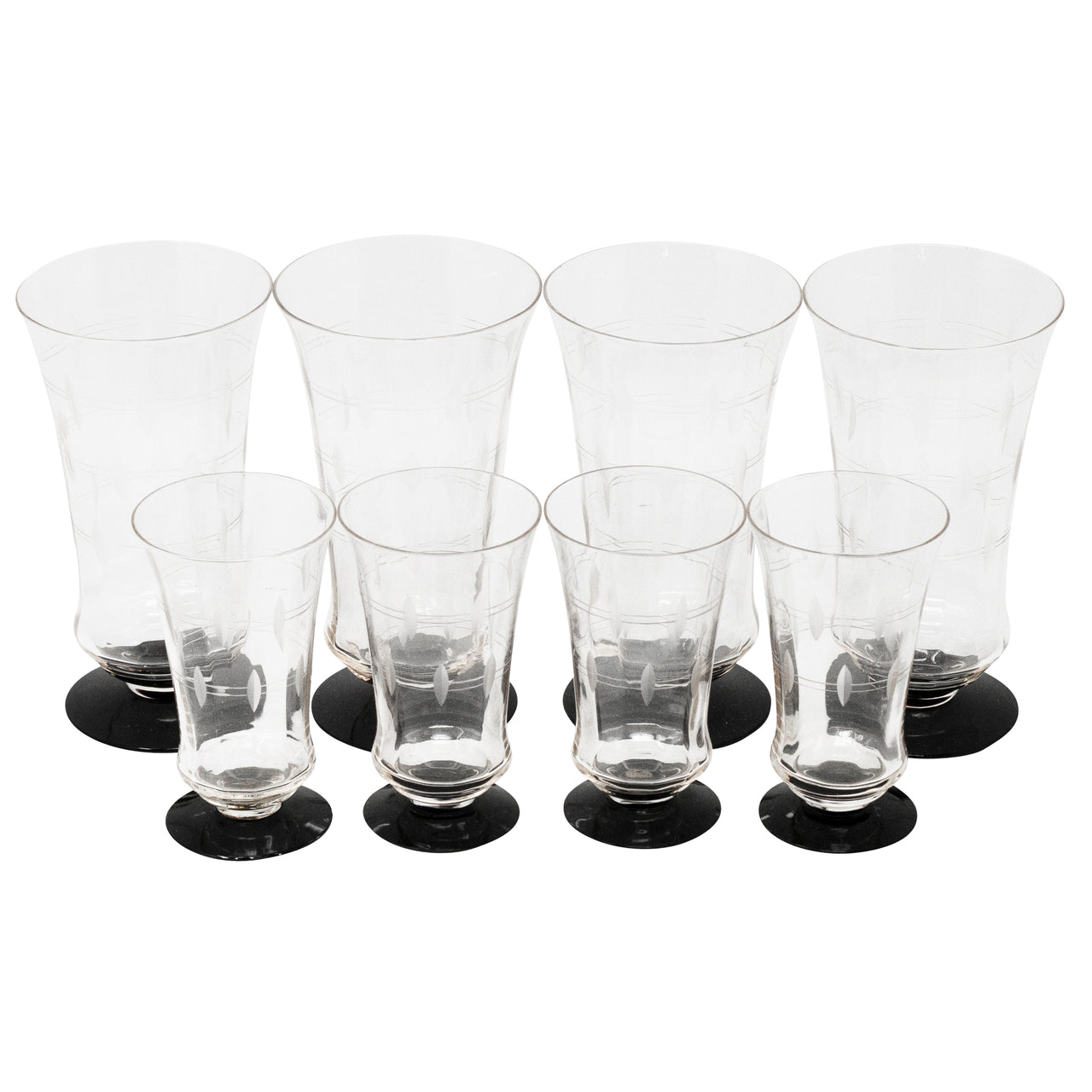 Vintage Prohibition Era Etched Black Base Goblets | The Hour Shop