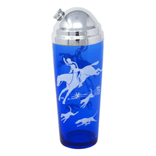 Vintage Hazel Atlas Cobalt Blue Fox Hunt Cocktail Shaker | The Hour Shop