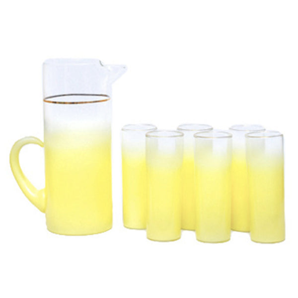 West Virginia Glass Yellow Roses Pitcher Set