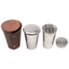 Vintage German Leather Case Nested Cocktail Shaker Set Top | The Hour Shop