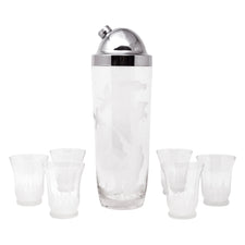 Vintage Frosted Duck Hunt Cocktail Shaker Set Front | The Hour Shop