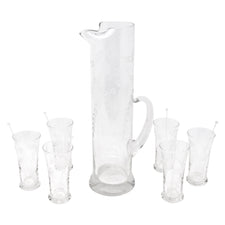 Etched Vines Cocktail Pitcher Set