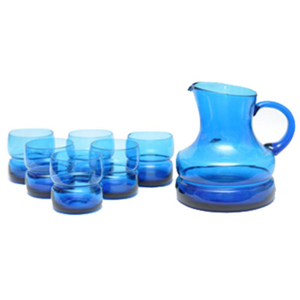 Vintage Hand Blown Smoke Glass Cocktail Pitcher Set