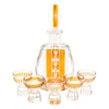 Vintage Amber Band Etched Flowers Decanter Set | The Hour Shop