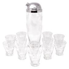 Vintage Frosted Leaves Cocktail Shaker Set | The Hour Shop