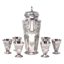 Vintage Reed & Barton Hammered Silver Plate Cocktail Shaker Set | The Hour Shop