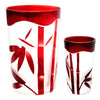 Vintage Ruby Red Flash Bamboo Decanter Set Glasses | The Hour Shop