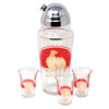 Vintage Red & Gold Rooster Glass Cocktail Shaker Set | The Hour Shop