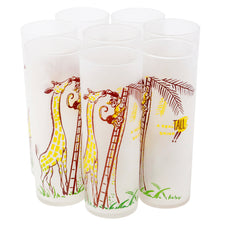 Federal Glass Frosted Giraffe & Monkey Zombie Glasses