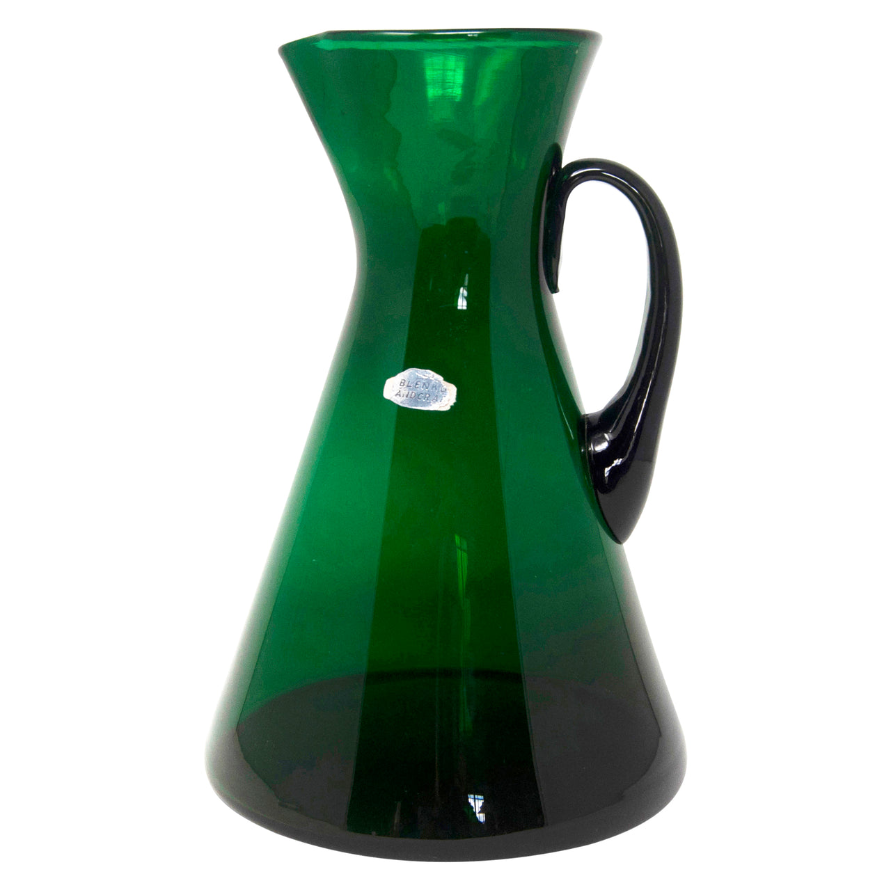 Vintage Blenko Emerald Handblown Beaker Pitcher Right | The Hour Shop