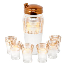 Vintage Frosted Gold Band Art Deco Cocktail Shaker Set | The Hour Shop