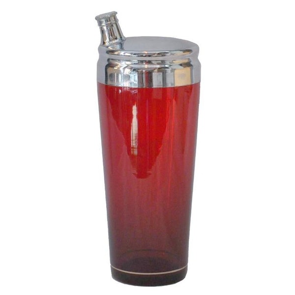 Ruby Red Glass with Chrome Lid Cocktail Shaker - BRIX Wine Shop