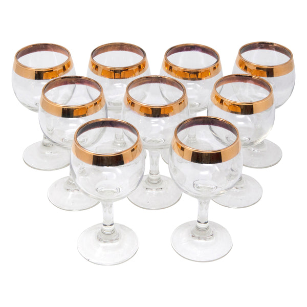 Vintage Gold Band Small Wine Glasses