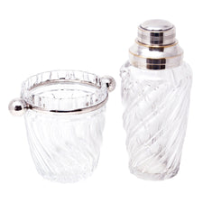 Vintage Cut Crystal Swirls Cocktail Shaker & Ice Bucket Set | The Hour Shop