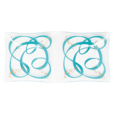 Vintage Aqua Ribbon & Gold Confetti Bent Glass Tray | The Hour Shop