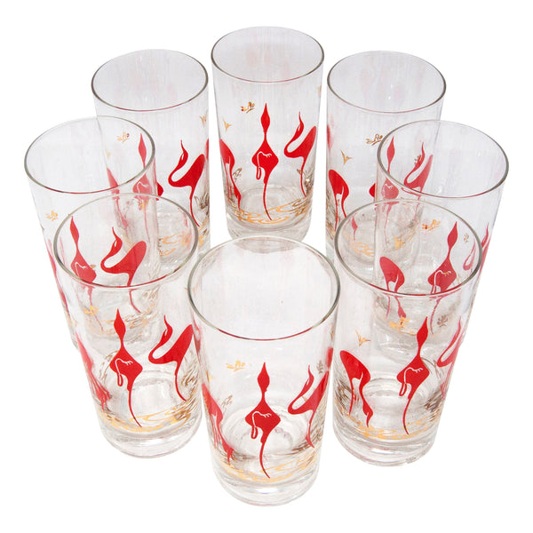 Red Poppy Collins Glass