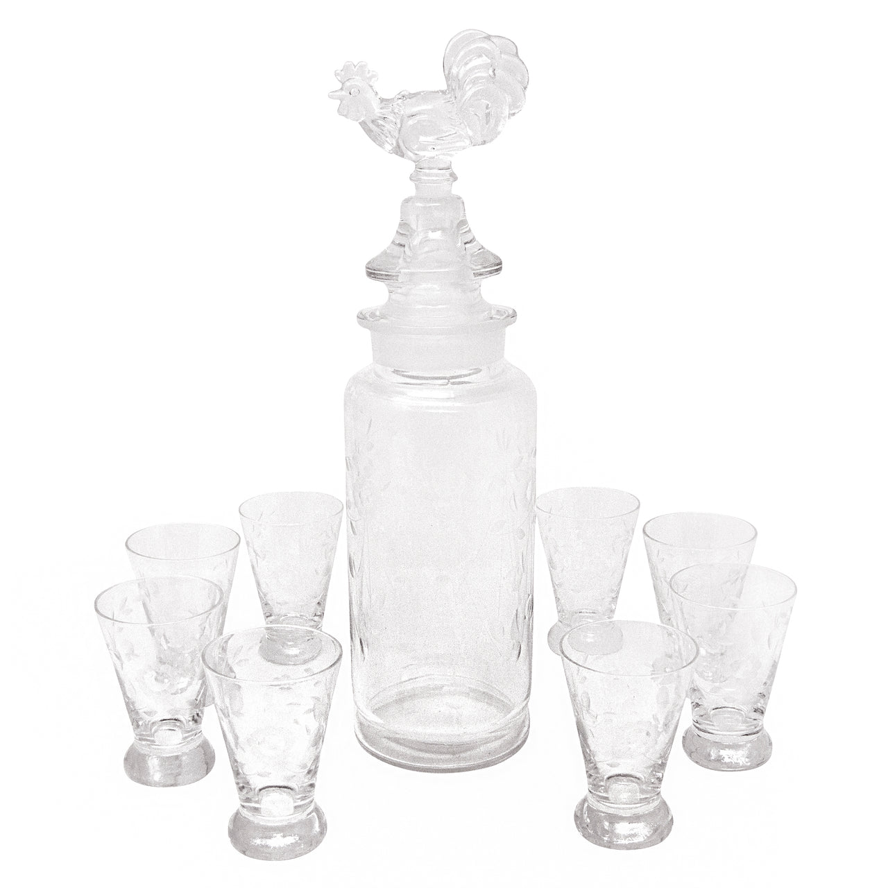 Vintage Paden City Glass Rooster Decanter Set | The Hour Shop