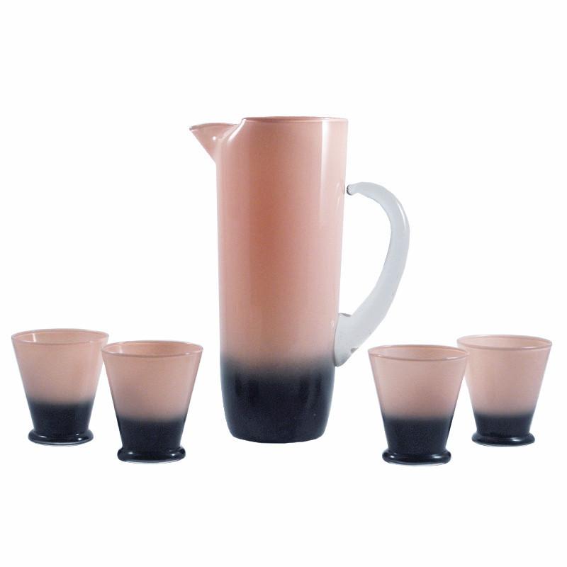 Pink & Black Cocktail Pitcher Set, The Hour Shop Vintage Cocktail Glasses & Sets