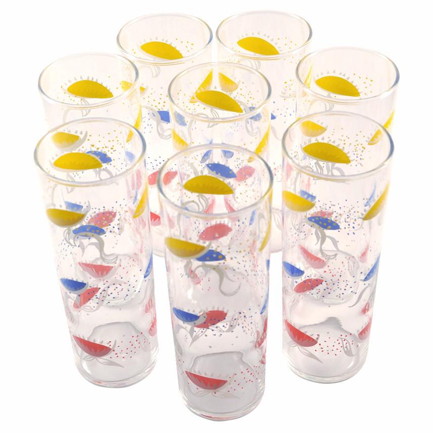 Abstract Flower Collins Glasses, The Hour Shop Vintage