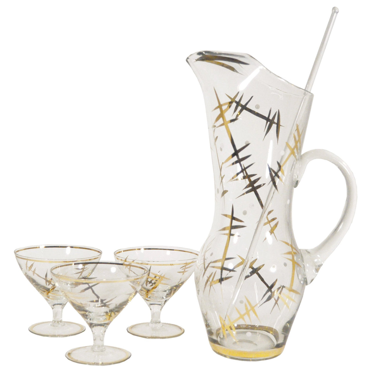Vintage Art Deco Cocktail Pitcher & Coupe Glass Set |The Hour
