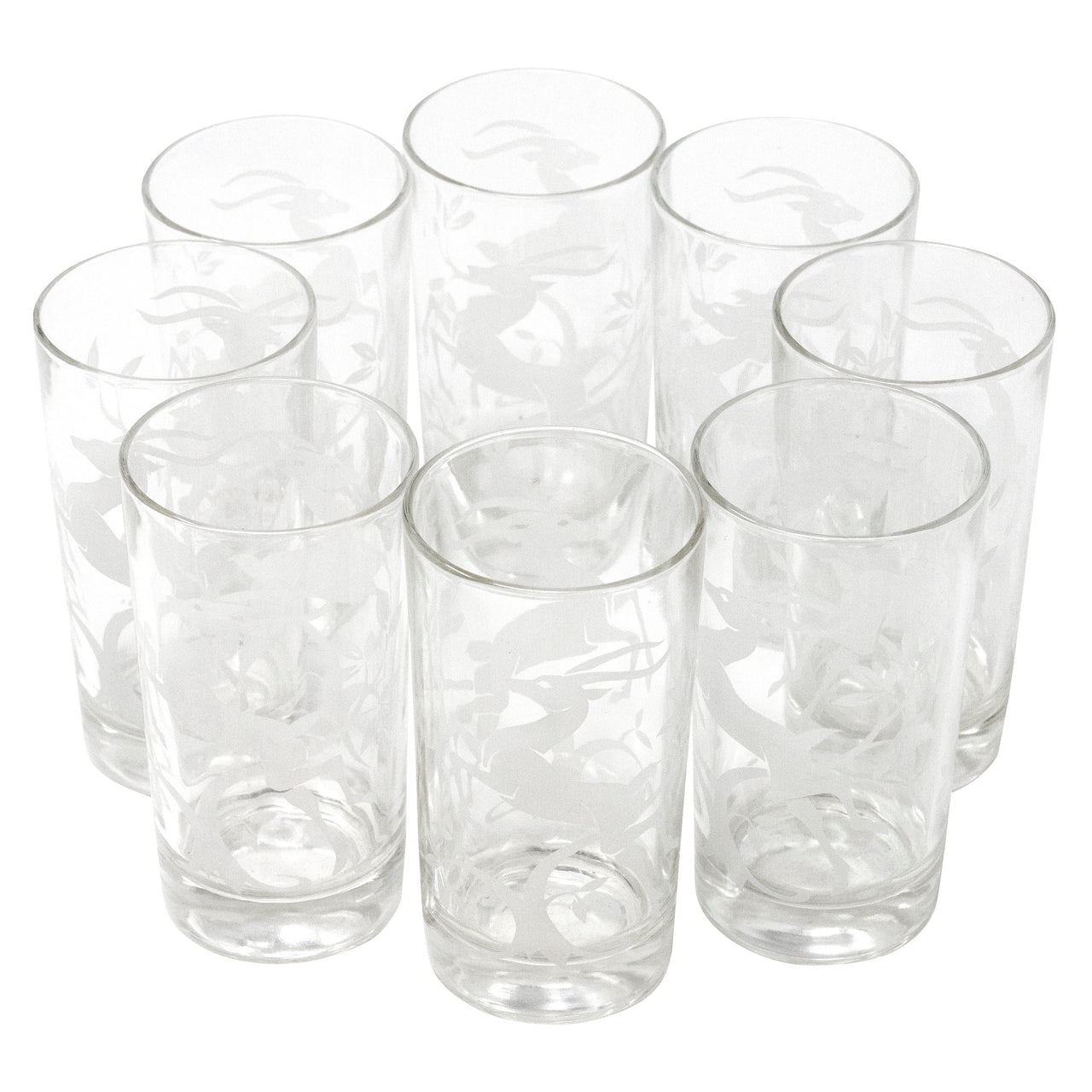 Hazel Atlas White Gazelle Collins Glasses | Set of 8