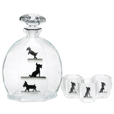 Vintage Glass Black Scottie Dog Decanter Set, The Hour