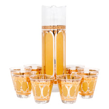 Vintage Fred Press Mustard & Gold Oval Cocktail Pitcher Set Front | The Hour Shop