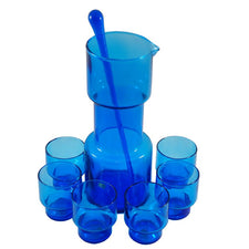 The Hour Shop, Vintage Italian Blue Glass Cocktail Pitcher Set