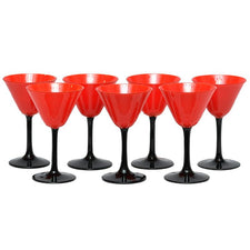 Vintage Art Deco Red & Black Cocktail Glasses, The Hour 