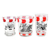 Vintage Red, White & Black Carousel Cocktail Shaker Set Glass Sizes | The Hour Shop