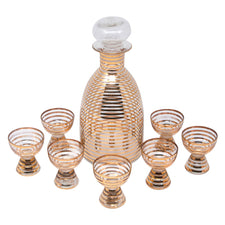 Art Deco Gold Ring Glass Decanter Set | The Hour Shop Vintage